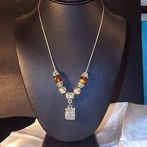 117. Silvertone Prayer Box Necklace, 17"